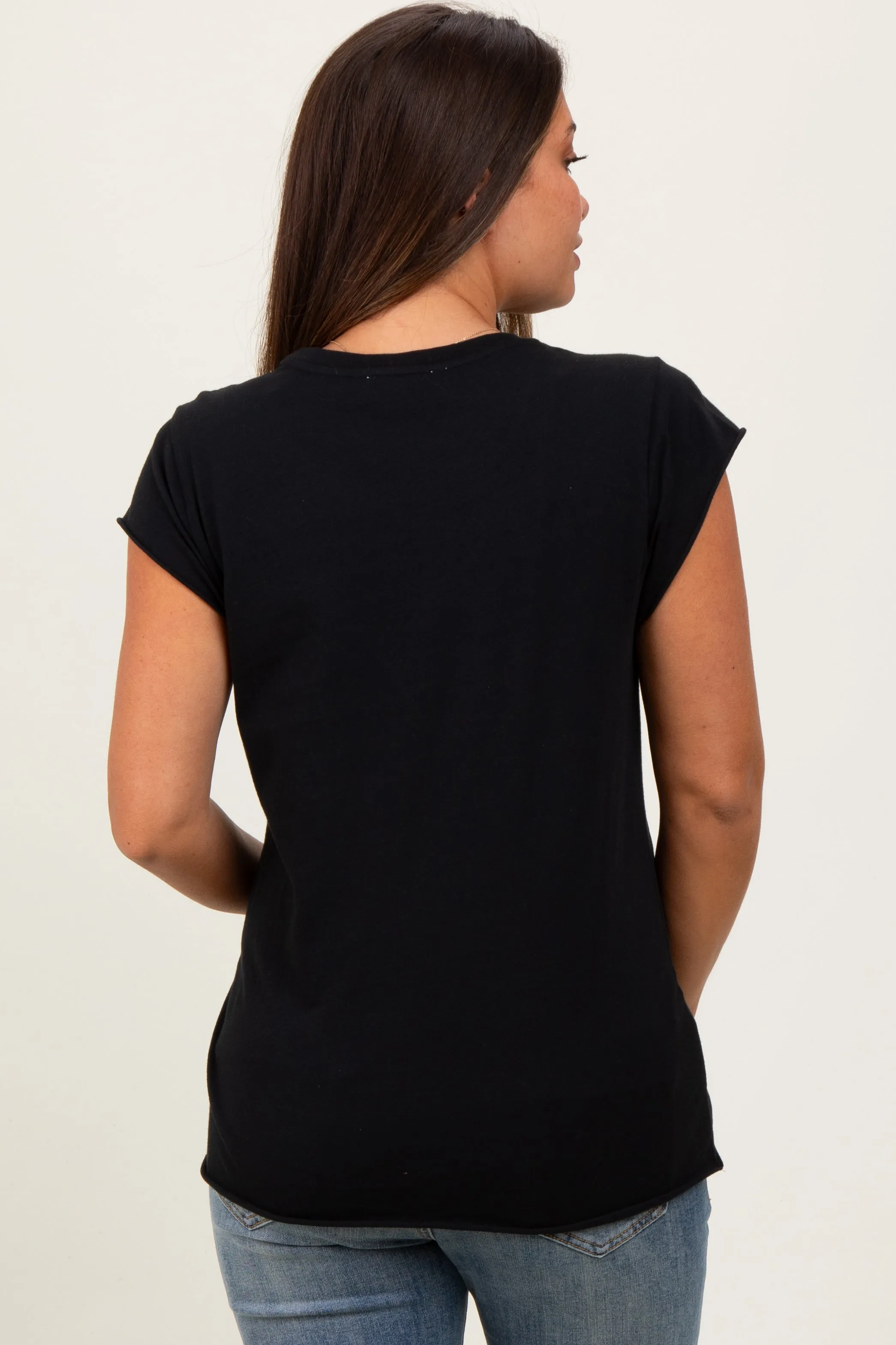 Black Soft Cap Sleeve Maternity T-Shirt Top sold by Pinkblush product image thumbnail 3