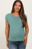 Light Olive Linen Blend Maternity Short Sleeve Tee sold by Pinkblush