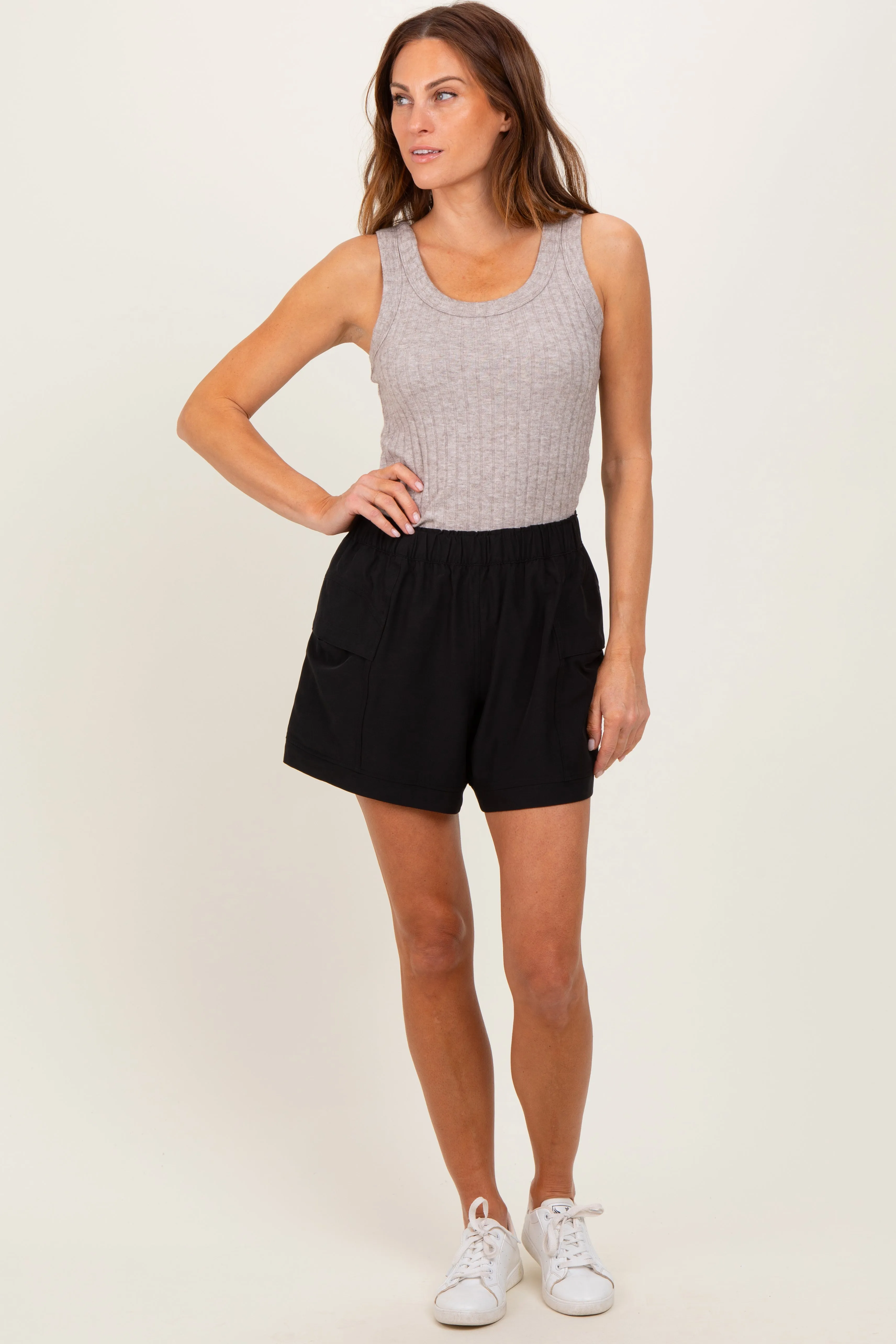 Black Elastic Cargo Shorts sold by Pinkblush product image thumbnail 2