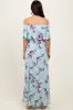 Mint Off Shoulder Floral Ruffle Maxi Dress sold by Pinkblush