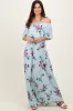 Mint Off Shoulder Floral Ruffle Maxi Dress sold by Pinkblush