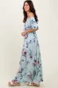 Mint Off Shoulder Floral Ruffle Maxi Dress sold by Pinkblush
