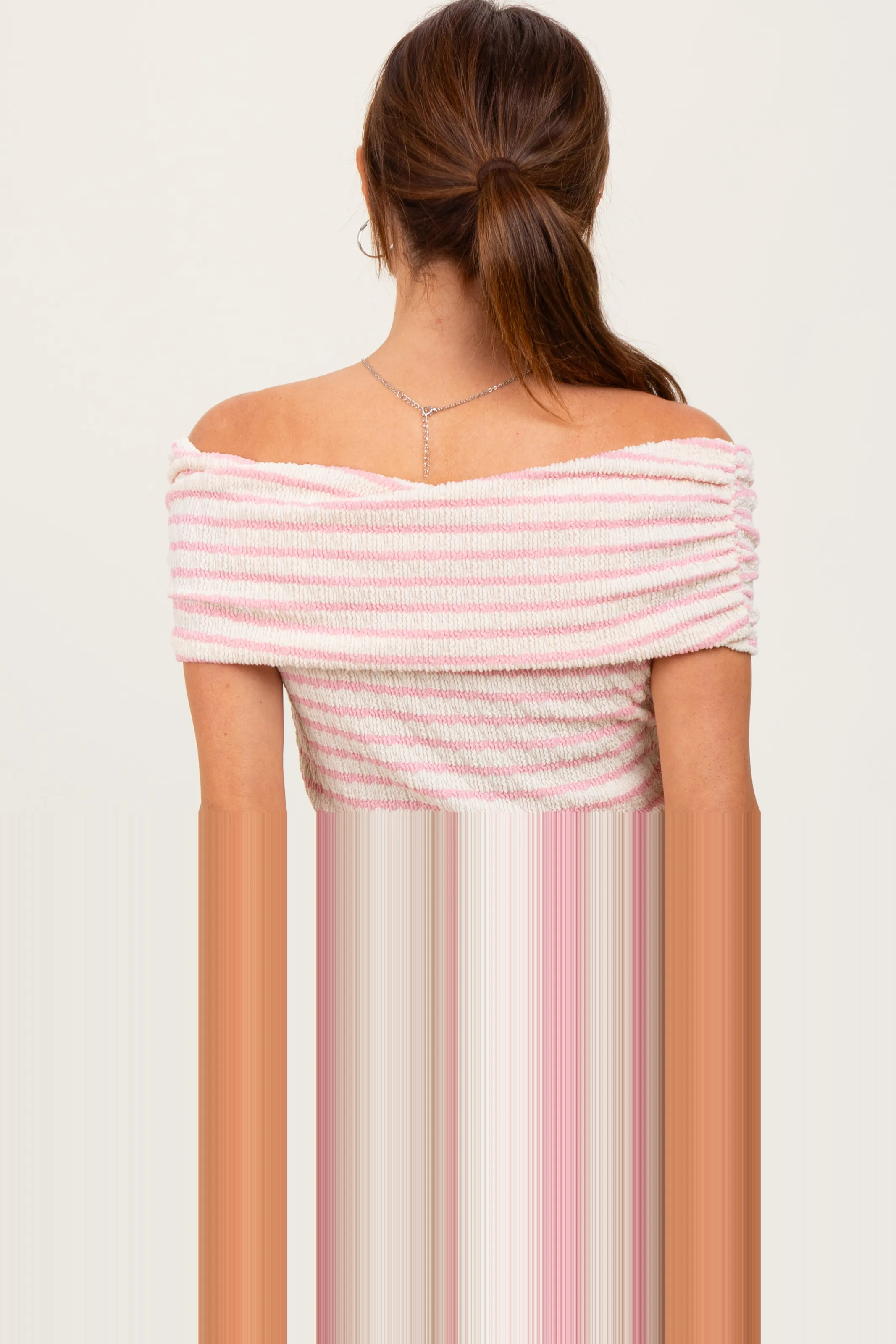 Light Pink Off The Shoulder Striped Top sold by Pinkblush product image thumbnail 4