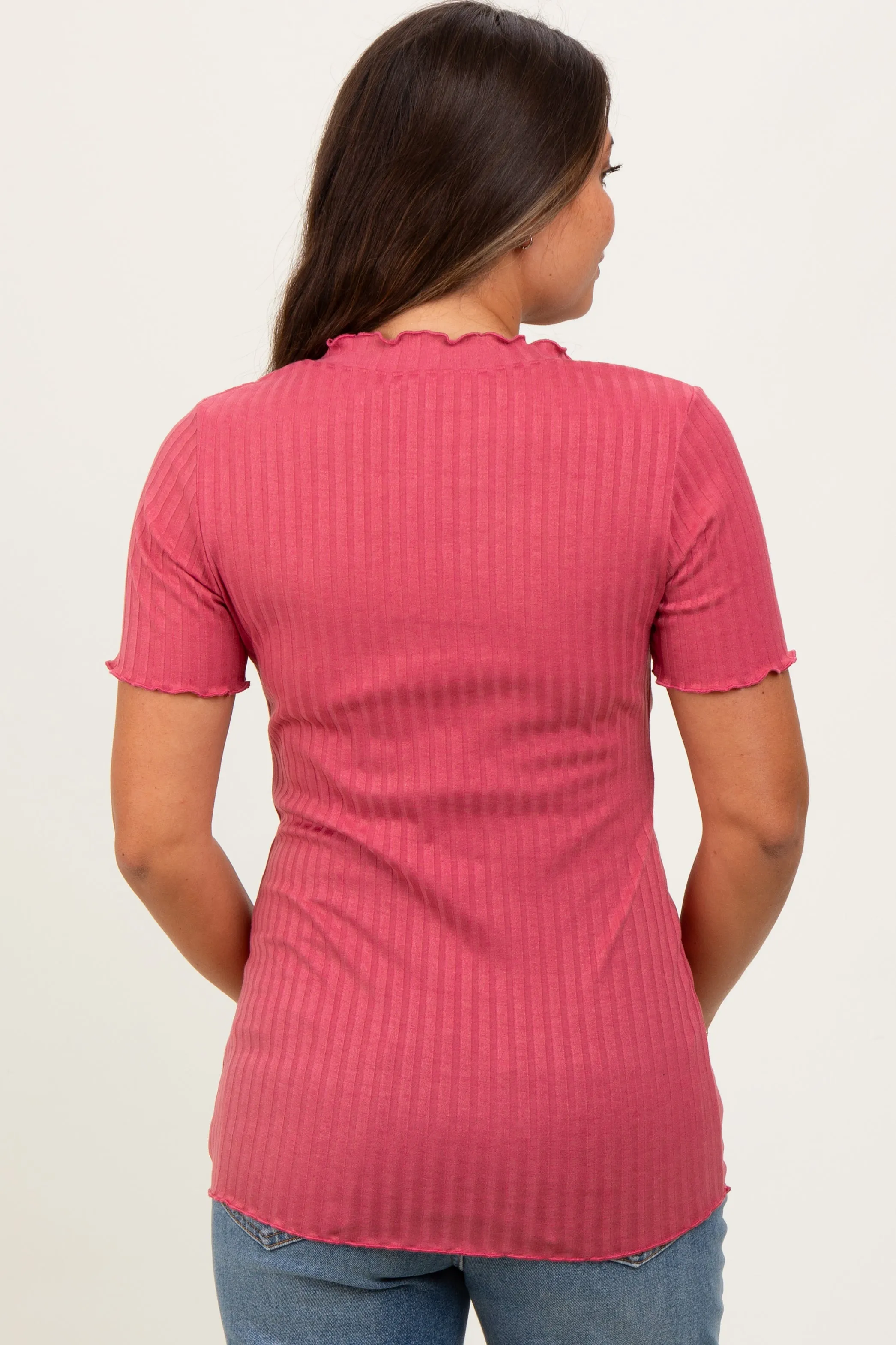 Mauve Ribbed Short Sleeve Maternity Top sold by Pinkblush product image thumbnail 4