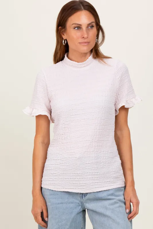 Light Pink Solid Puff Knit Mock Neck Top sold by Pinkblush