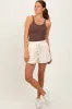 Cream Drawstring Stripe Detail Shorts sold by Pinkblush