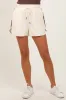 Cream Drawstring Stripe Detail Shorts sold by Pinkblush