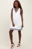 White Sleeveless Border Detail V-Neck Mini Dress sold by Pinkblush