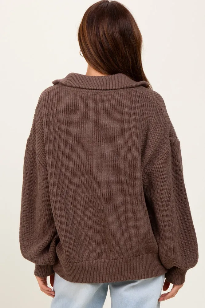 Mocha Oversized Zip Up Cardigan sold by Pinkblush product image thumbnail 3