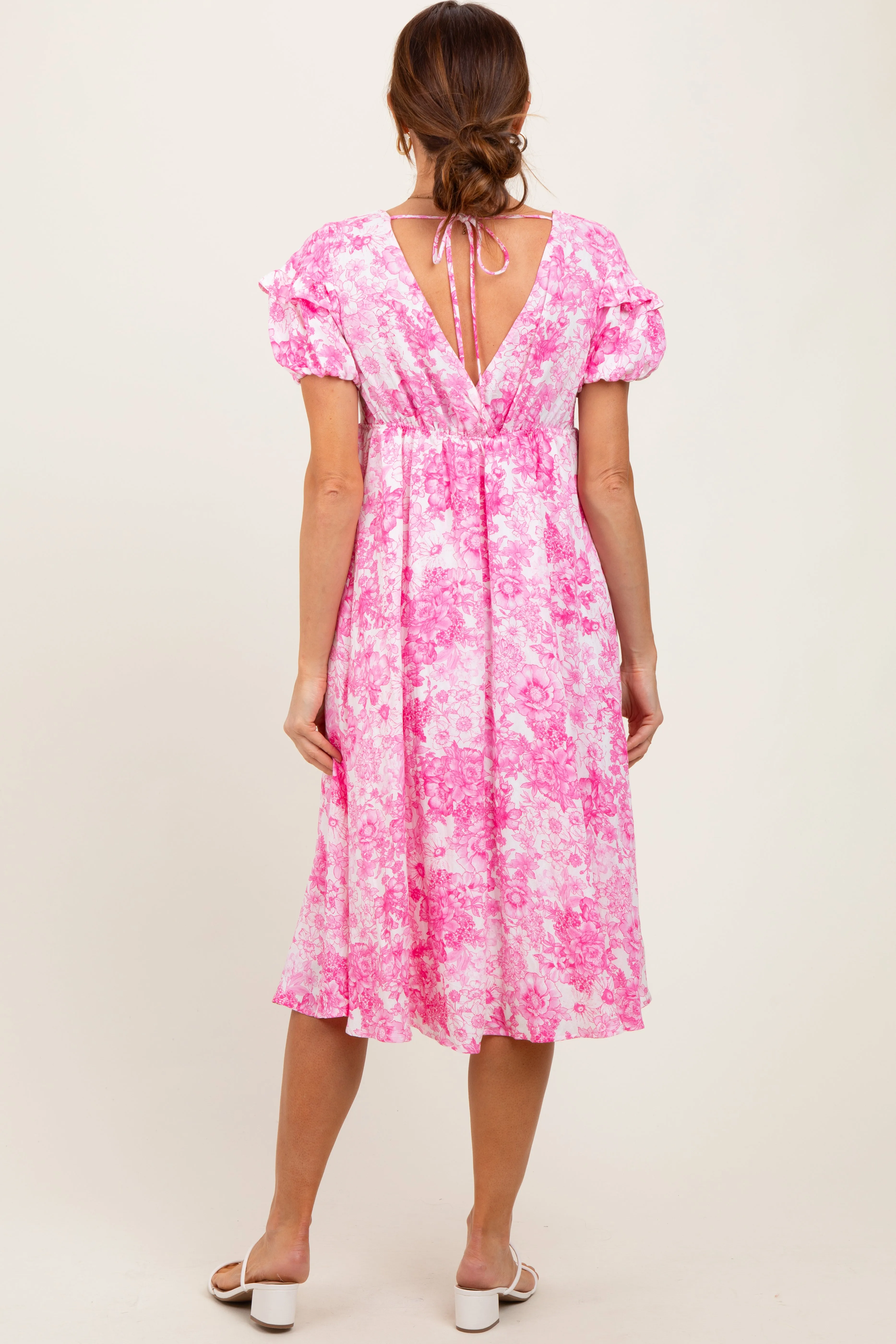 Pink Floral Woven Short Sleeve Mini Dress sold by Pinkblush product image thumbnail 4