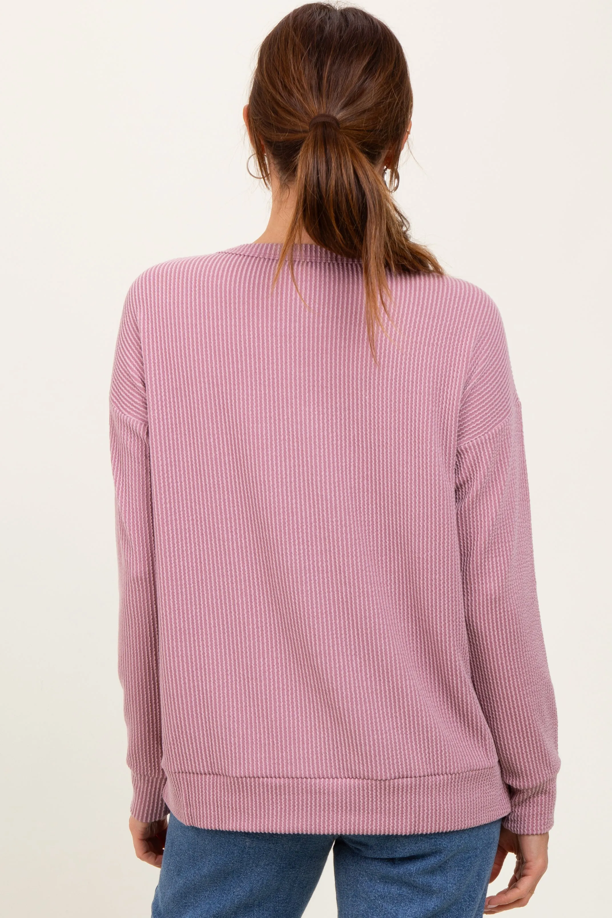Mauve Ribbed Long Sleeve Pullover Top sold by Pinkblush product image thumbnail 4