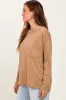 Camel Mineral Wash Front Pocket Long Sleeve Top sold by Pinkblush