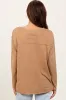 Camel Mineral Wash Front Pocket Long Sleeve Top sold by Pinkblush