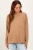 Camel Mineral Wash Front Pocket Long Sleeve Top sold by Pinkblush