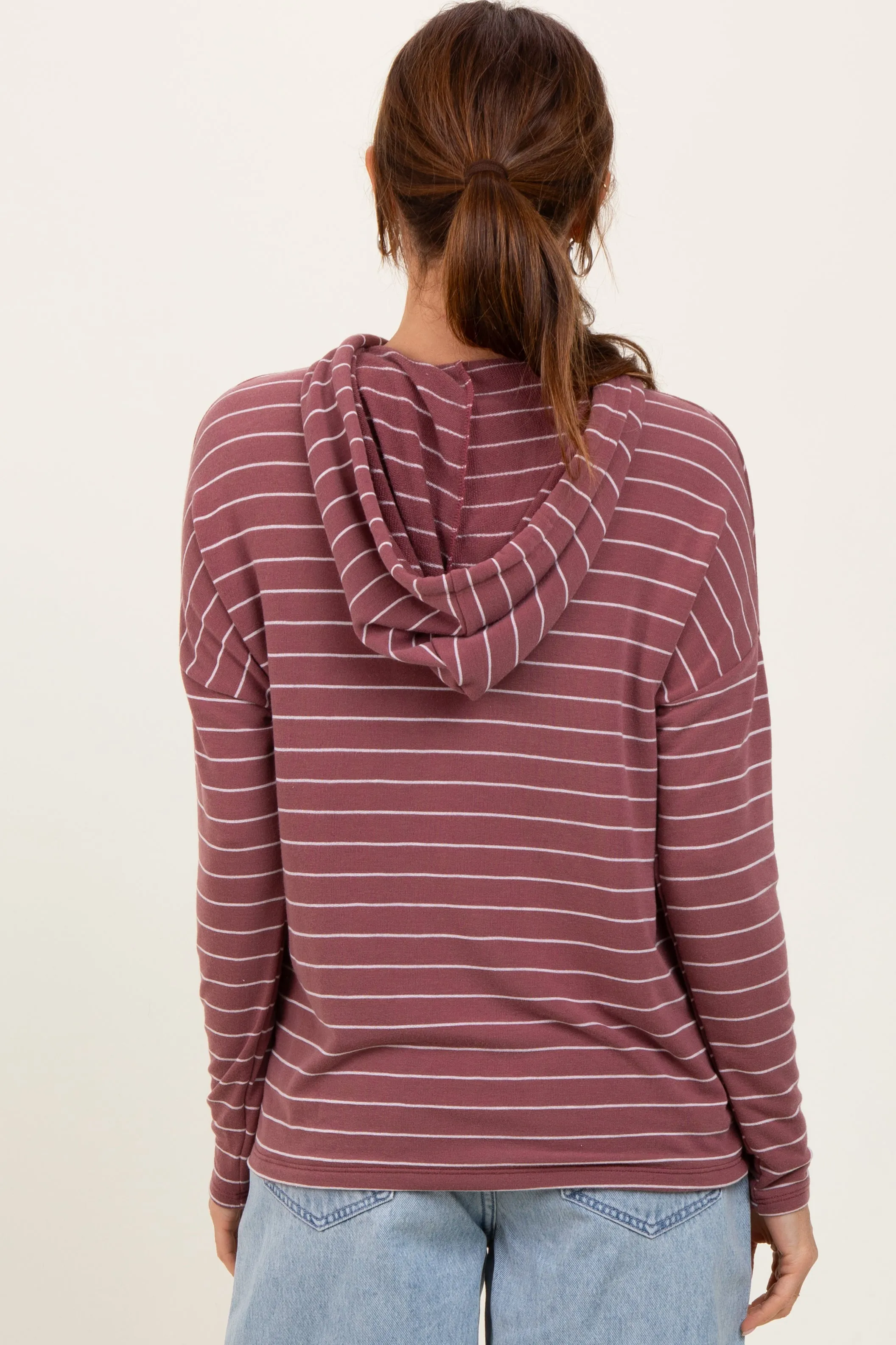 Mauve Striped Drawstring Hoodie Top sold by Pinkblush product image thumbnail 4