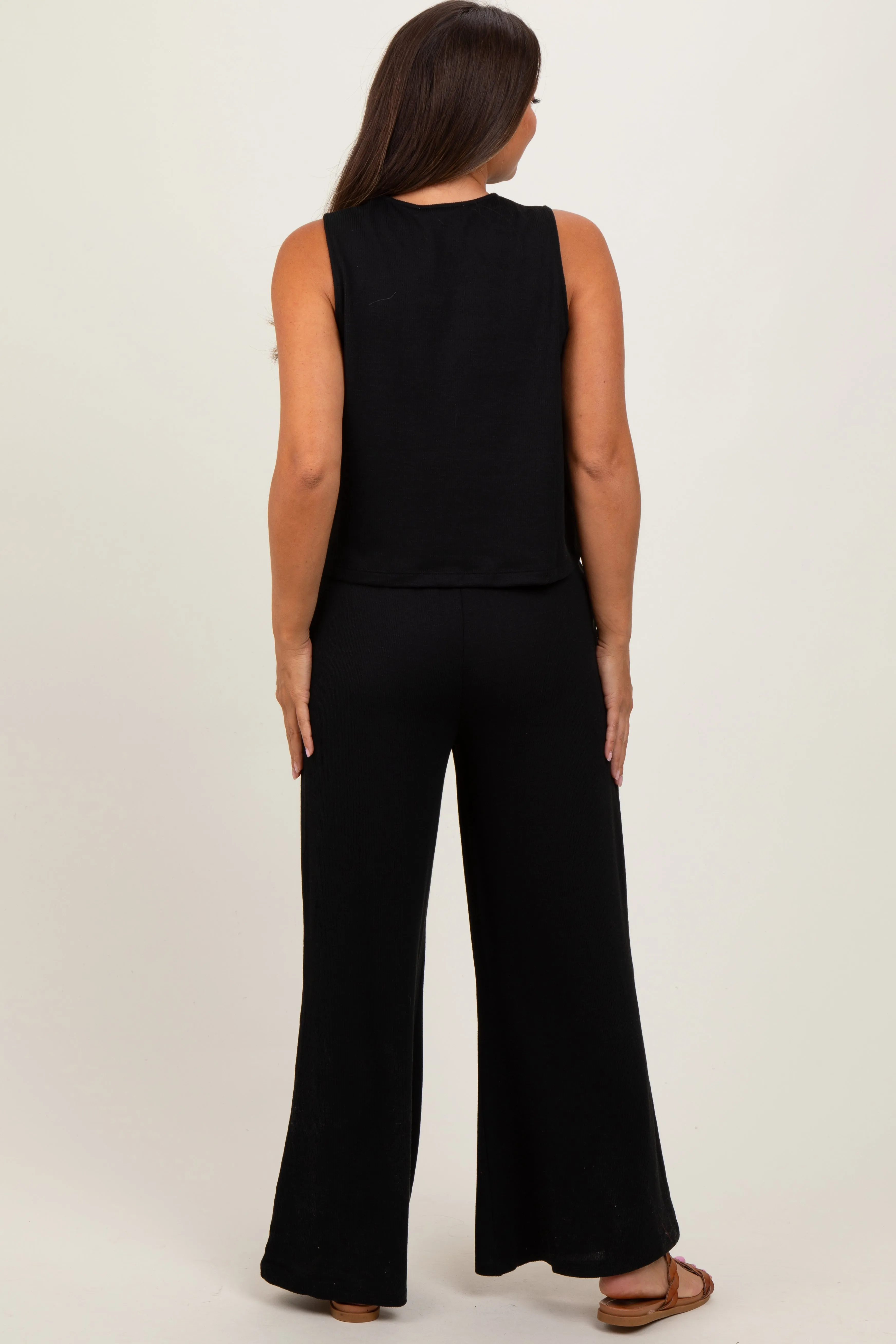 Black Sleeveless Top And Wide Leg Pants Maternity Set sold by Pinkblush product image thumbnail 4