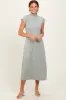 Light Olive Mock Neck Short Sleeve Midi Dress sold by Pinkblush