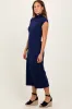Navy Mock Neck Short Sleeve Midi Dress sold by Pinkblush