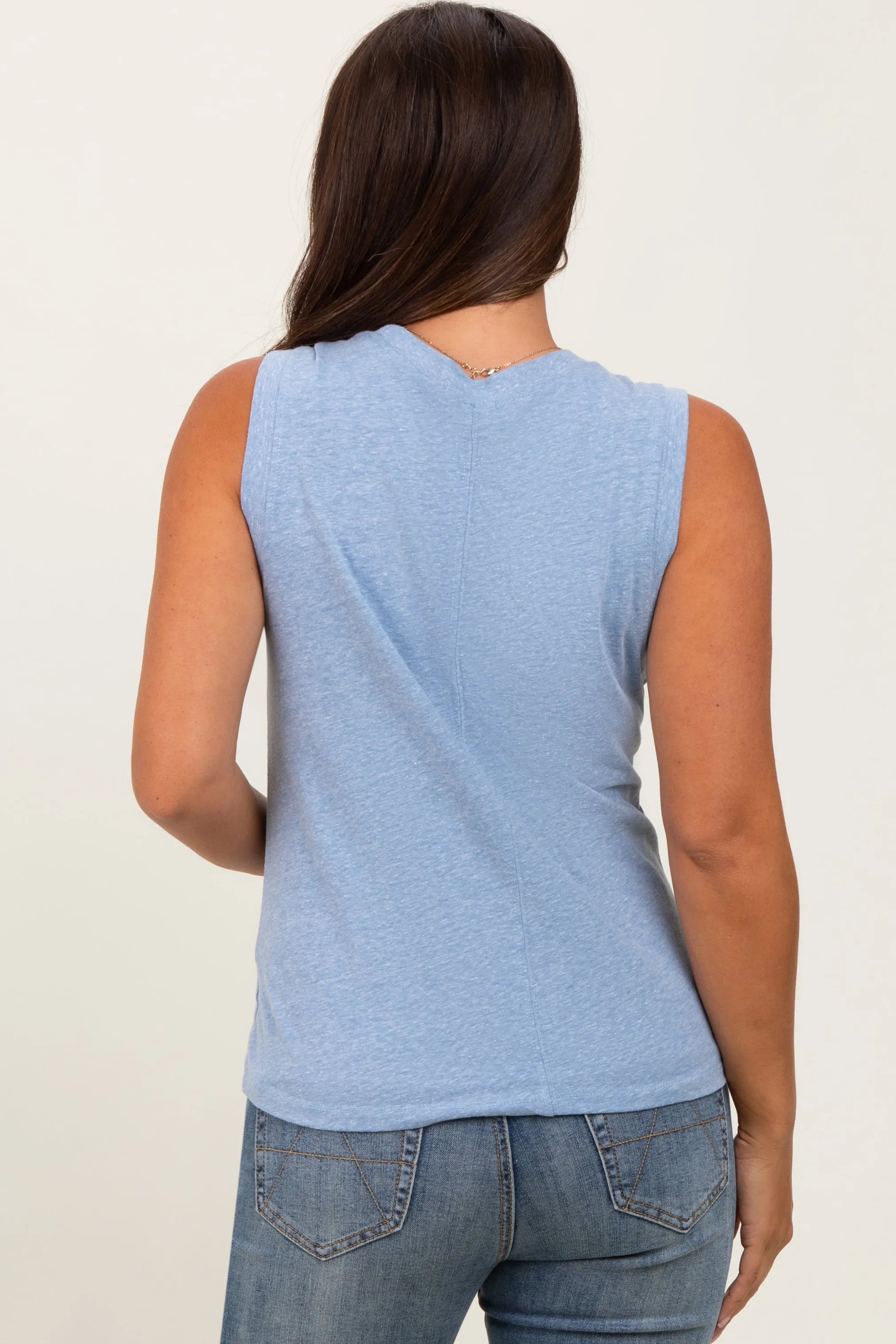 Light Blue Basic Crew Neck Maternity Tank sold by Pinkblush product image thumbnail 4