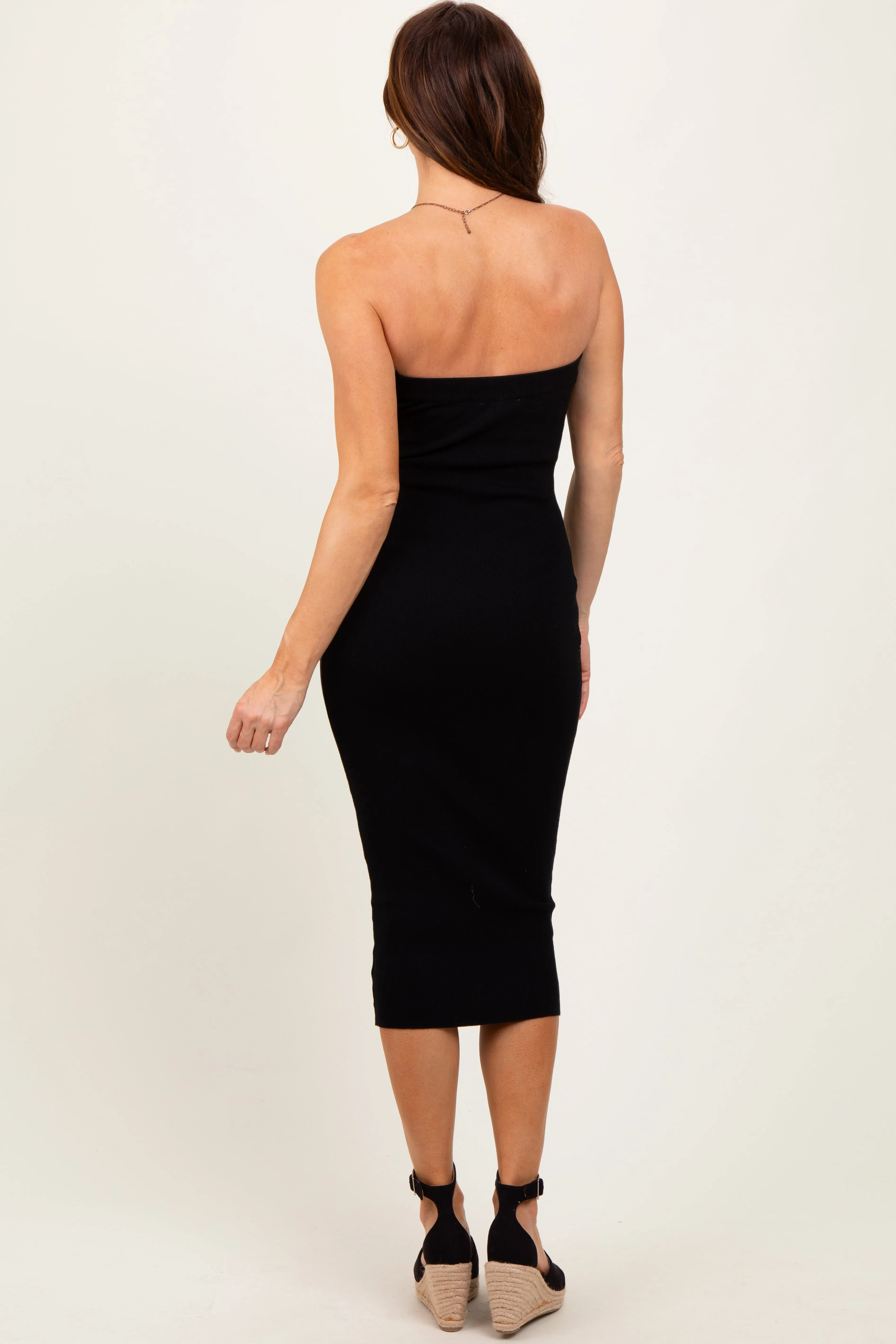 Black Fitted Tube Knit Midi Dress sold by Pinkblush product image thumbnail 4