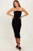 Black Fitted Tube Knit Midi Dress sold by Pinkblush