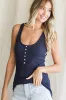 Navy Button Front Tank Top sold by Pinkblush