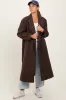 Brown Felted Double Breasted Lapel Button Coat sold by Pinkblush