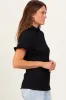 Black Solid Puff Knit Mock Neck Top sold by Pinkblush
