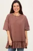 Rust Relaxed Ruffled Tunic Top sold by Pinkblush