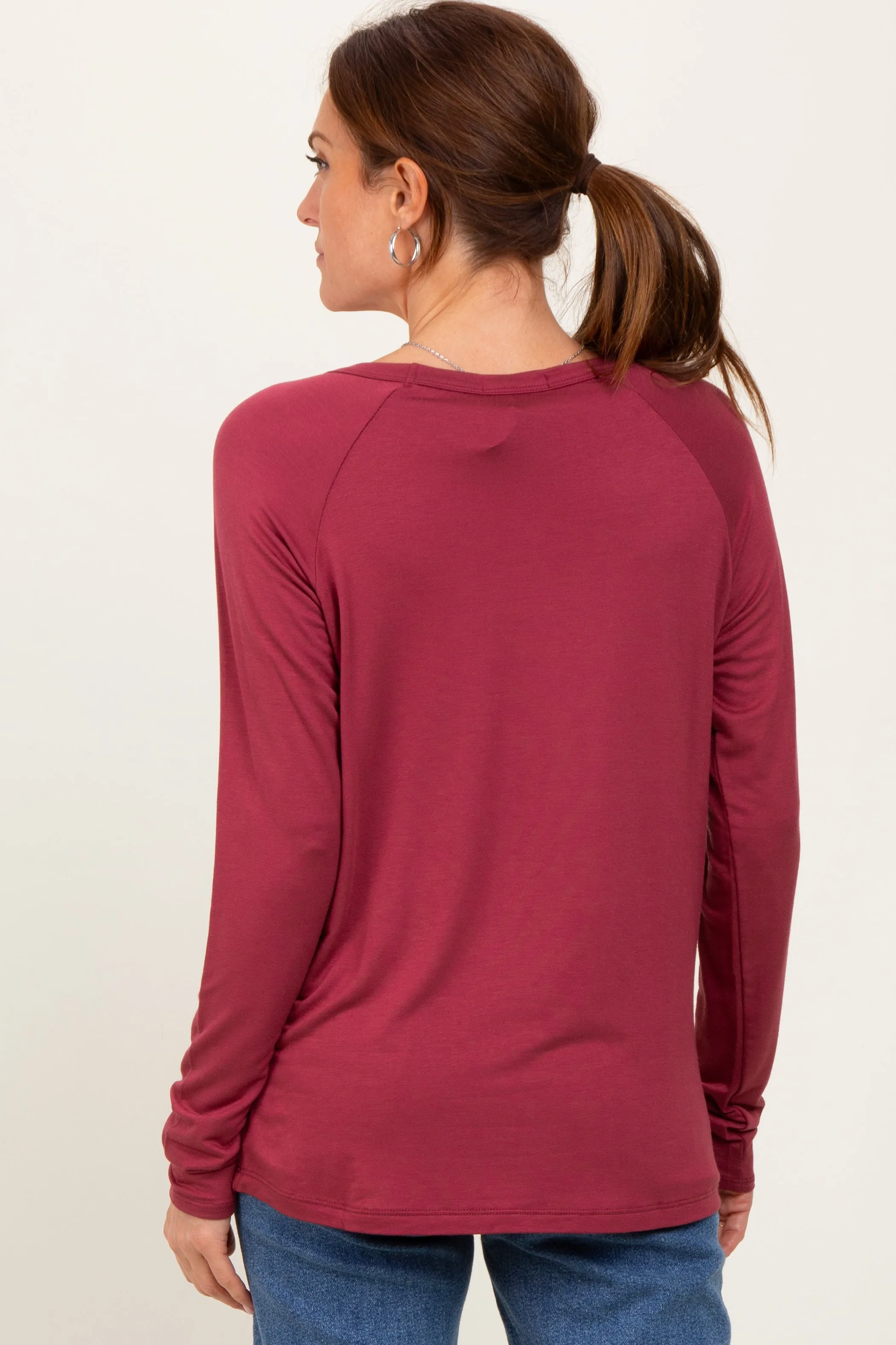 Burgundy Basic Boatneck Long Sleeve Top sold by Pinkblush product image thumbnail 4
