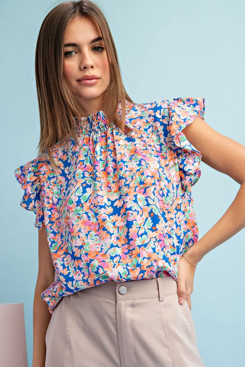 Blue Multi-Color Printed Blouse sold by Pinkblush product image thumbnail 2