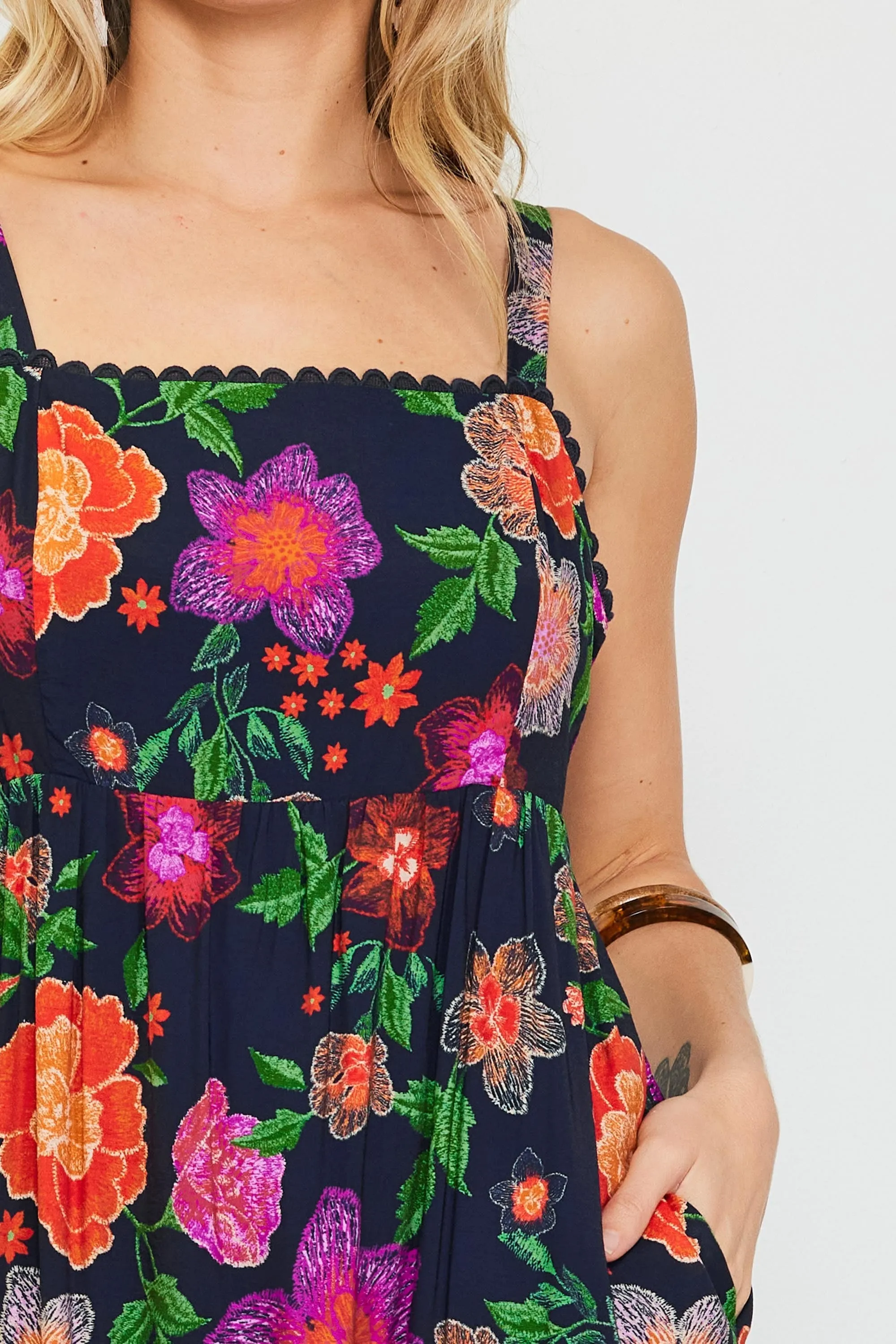 Black Floral Embroidered Maxi Dress sold by Pinkblush product image thumbnail 4