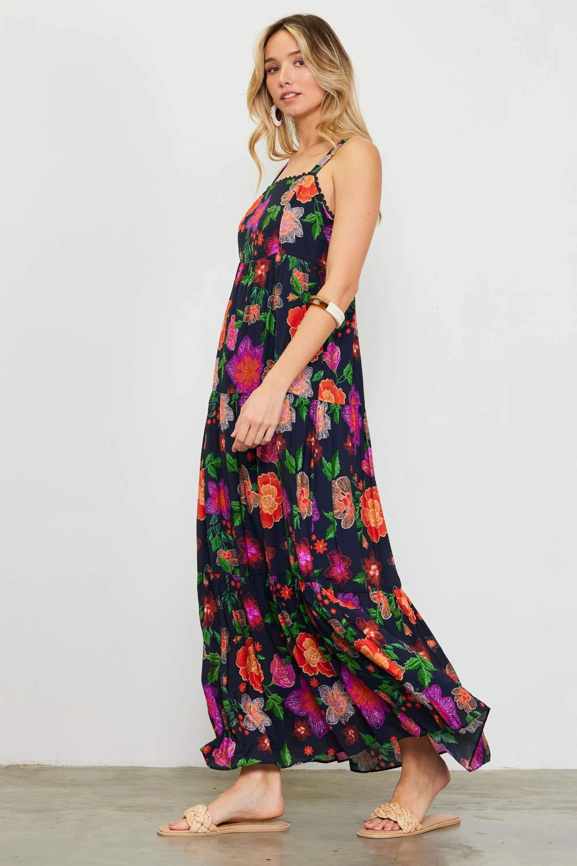 Black Floral Embroidered Maxi Dress sold by Pinkblush product image thumbnail 2