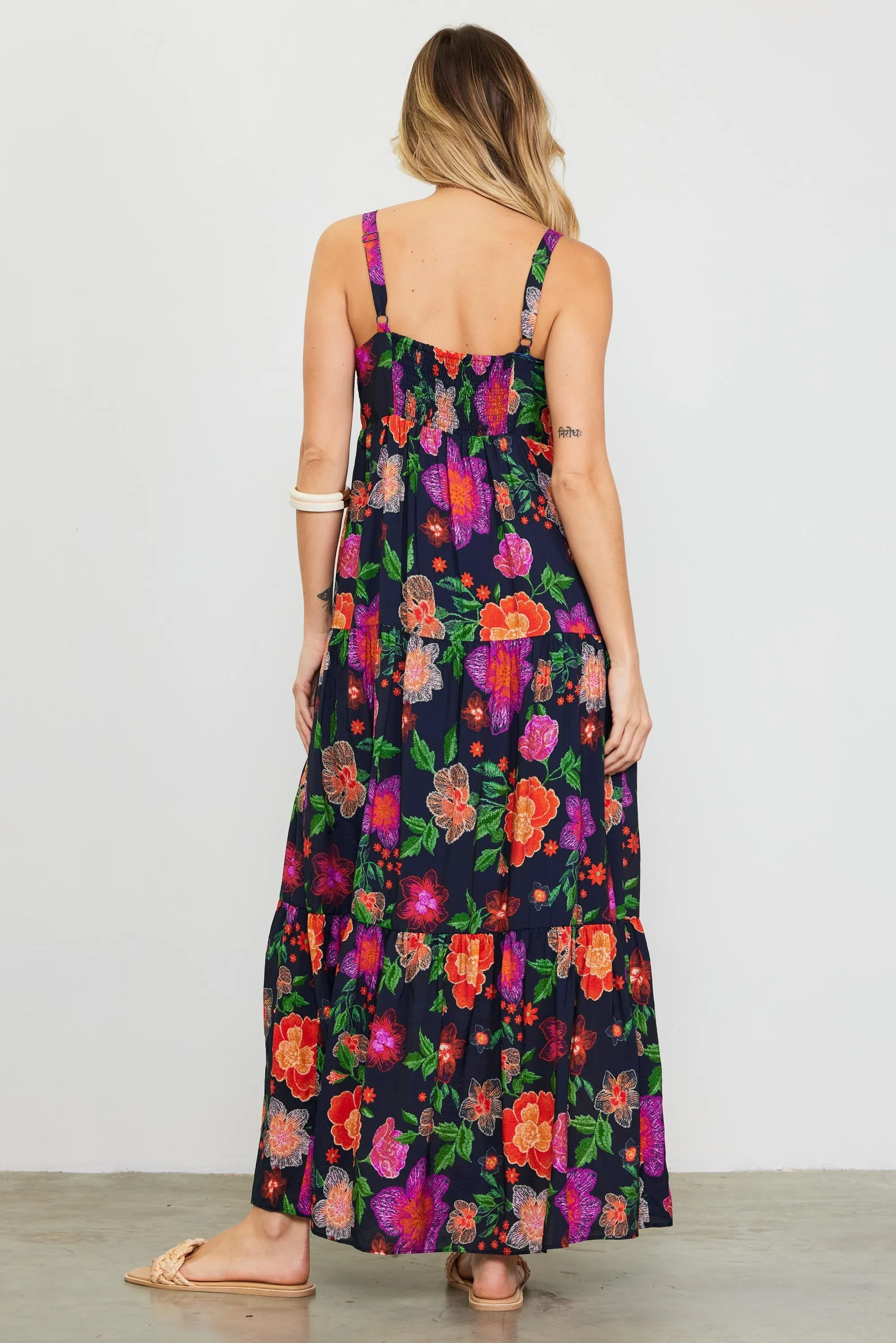 Black Floral Embroidered Maxi Dress sold by Pinkblush product image thumbnail 3