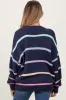 Navy Multi Stripe Oversized Maternity Sweater sold by Pinkblush