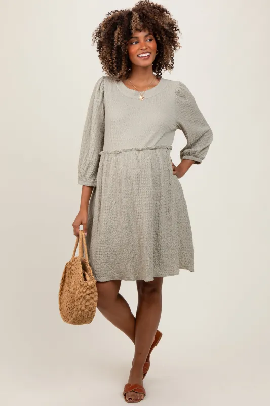 Sage Knit Ruffle Trim Maternity Dress sold by Pinkblush