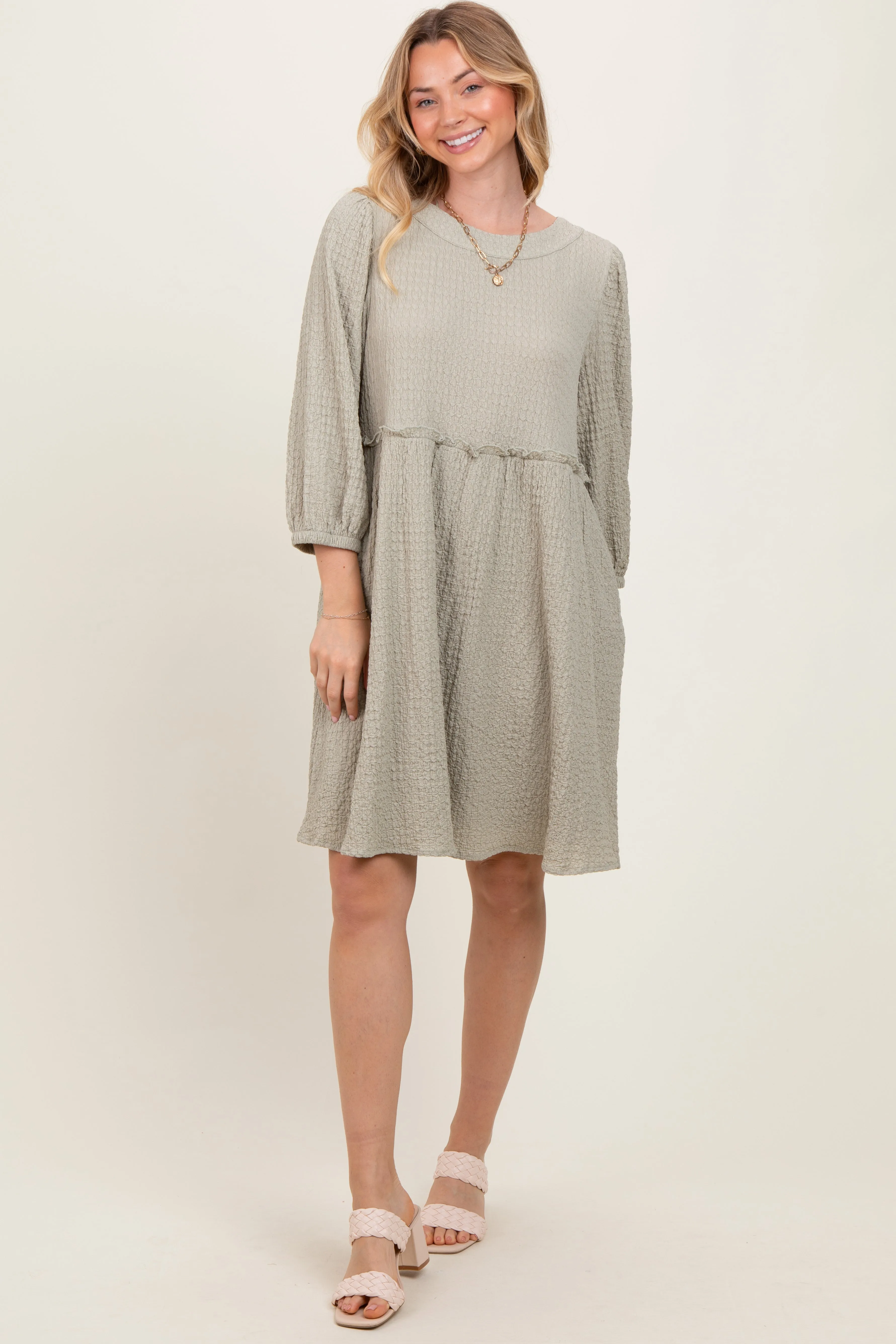 Sage Knit Ruffle Trim Maternity Dress sold by Pinkblush product image thumbnail 3