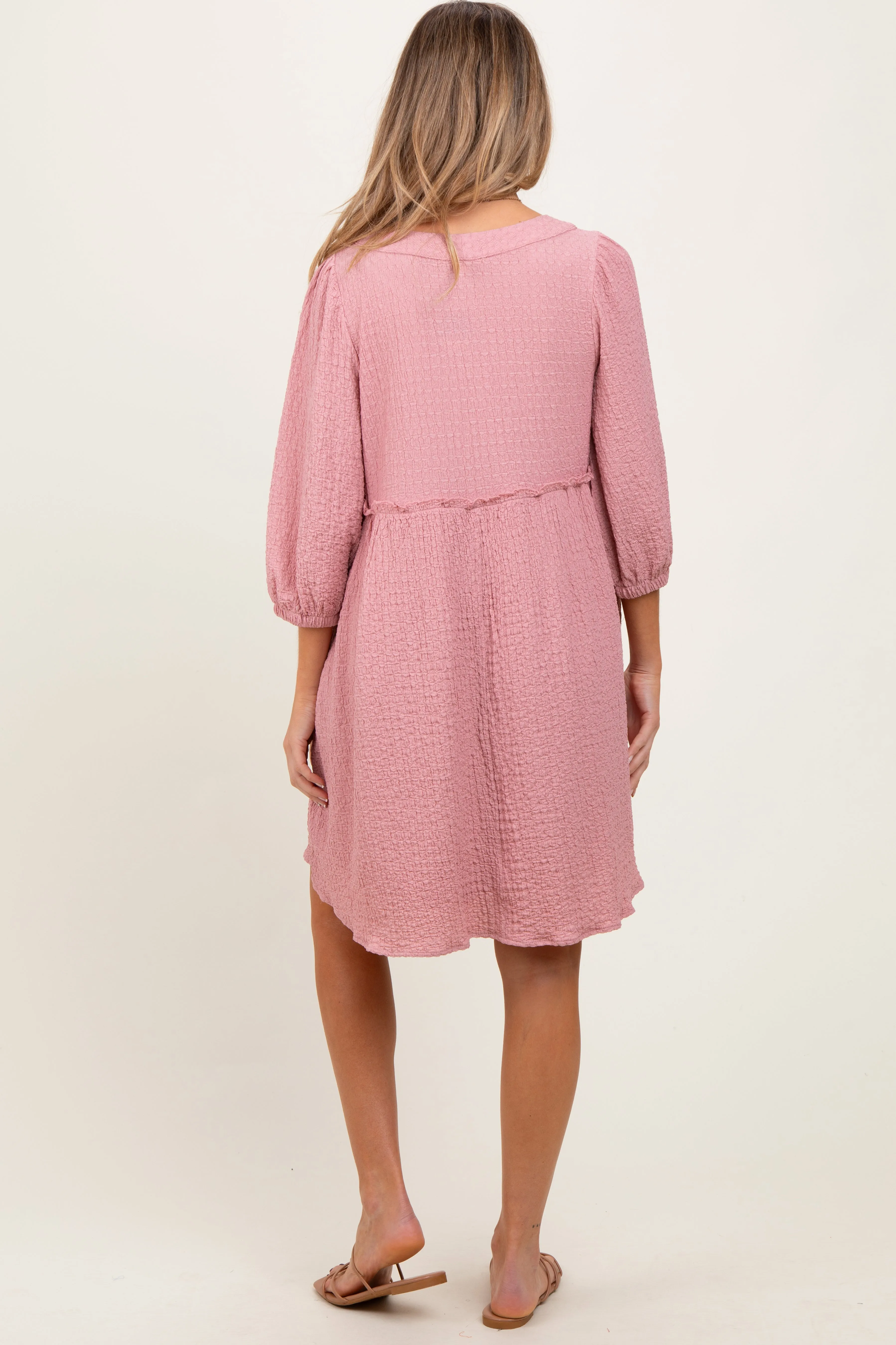 Mauve Knit Ruffle Trim Maternity Dress sold by Pinkblush product image thumbnail 3
