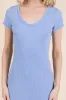 Light Blue V Neck Mineral Wash Side Slit Midi Dress sold by Pinkblush