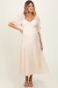 Ivory Embroidered Floral Overlay Maternity Midi Dress sold by Pinkblush