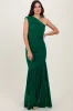 Forest Green Ruched Mesh One Shoulder Maternity Maxi Dress sold by Pinkblush