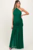 Forest Green Ruched Mesh One Shoulder Maternity Maxi Dress sold by Pinkblush