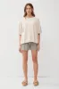 Cream Knit Drop Shoulder Short Sleeve Top sold by Pinkblush