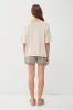 Cream Knit Drop Shoulder Short Sleeve Top sold by Pinkblush