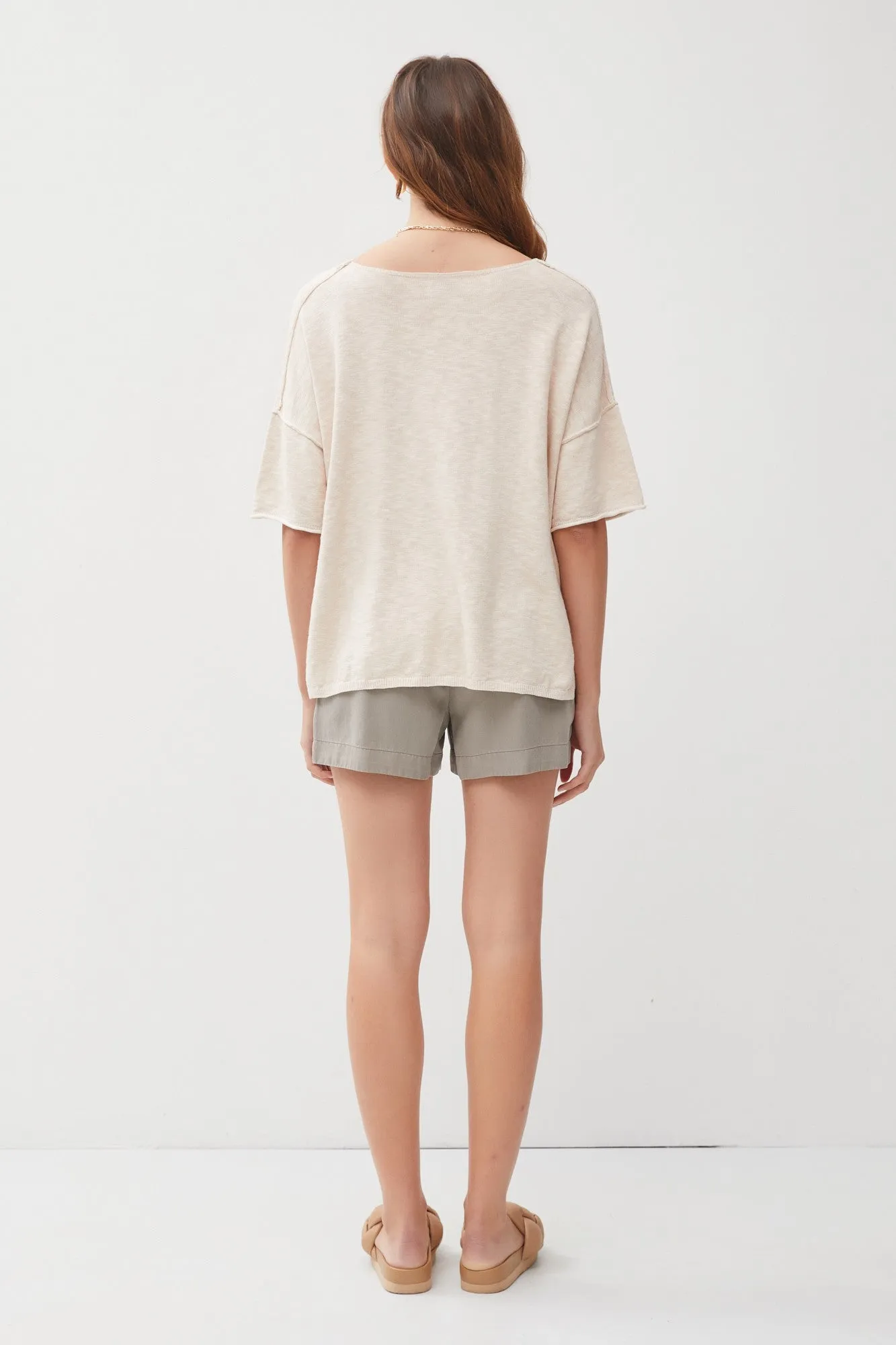 Cream Knit Drop Shoulder Short Sleeve Top sold by Pinkblush product image thumbnail 4