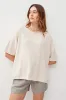 Cream Knit Drop Shoulder Short Sleeve Top sold by Pinkblush