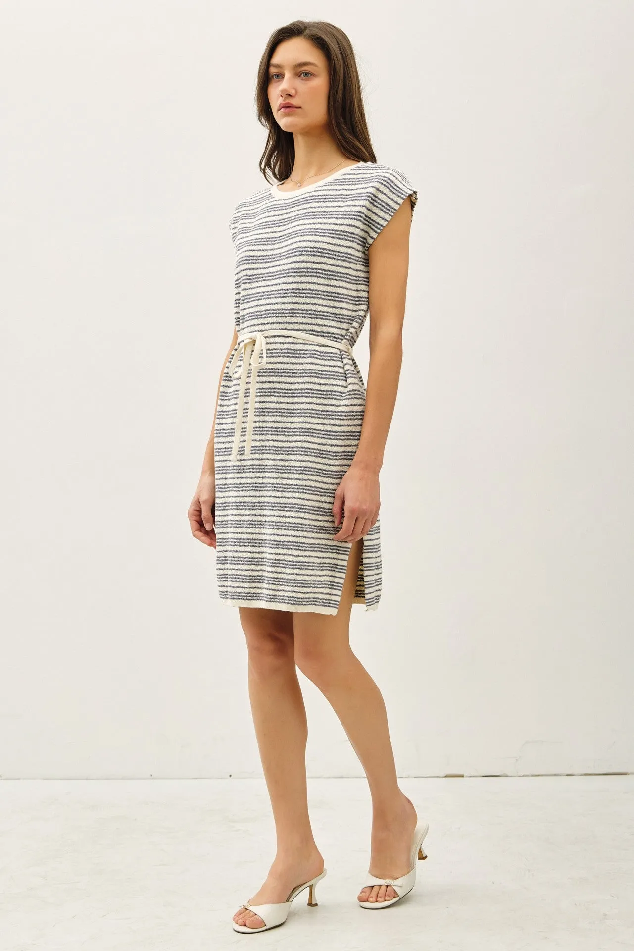 Blue Striped Knit Sash Tie Dress sold by Pinkblush product image thumbnail 2