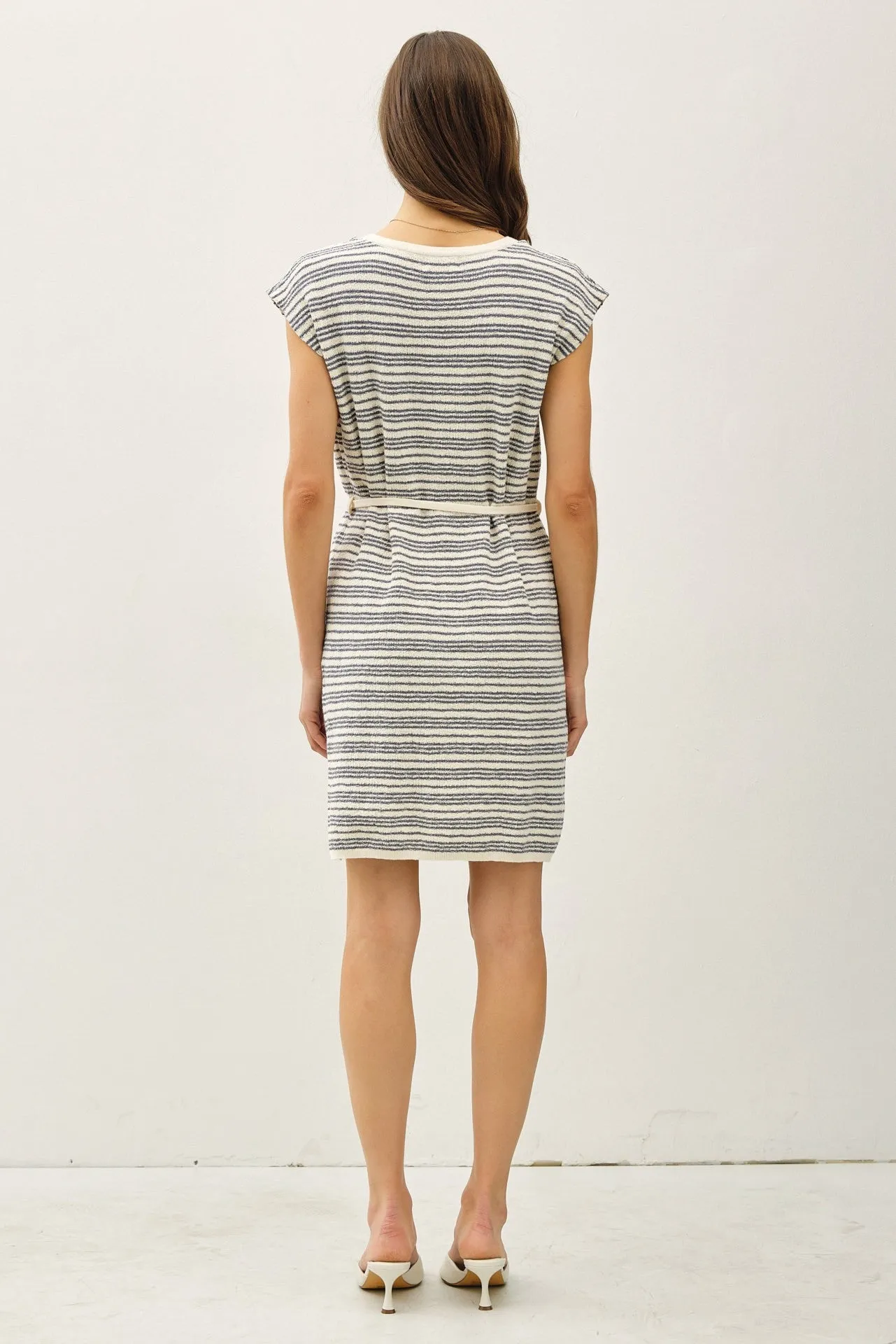 Blue Striped Knit Sash Tie Dress sold by Pinkblush product image thumbnail 3