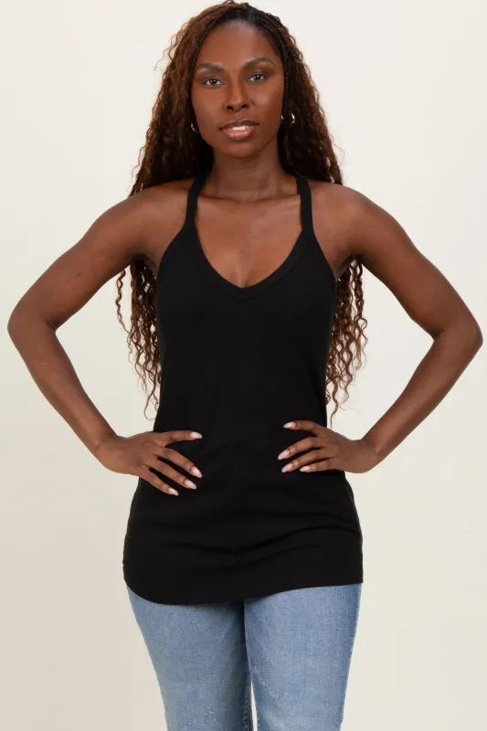 Black V-Neck Racerback Tank Top sold by Pinkblush