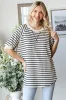 Navy Striped Textured Short Sleeve Top sold by Pinkblush